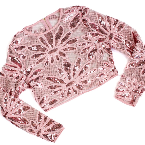 2 Piece Party Outfit - Top and Skirt Pink Sequin - Picture 6 of 9